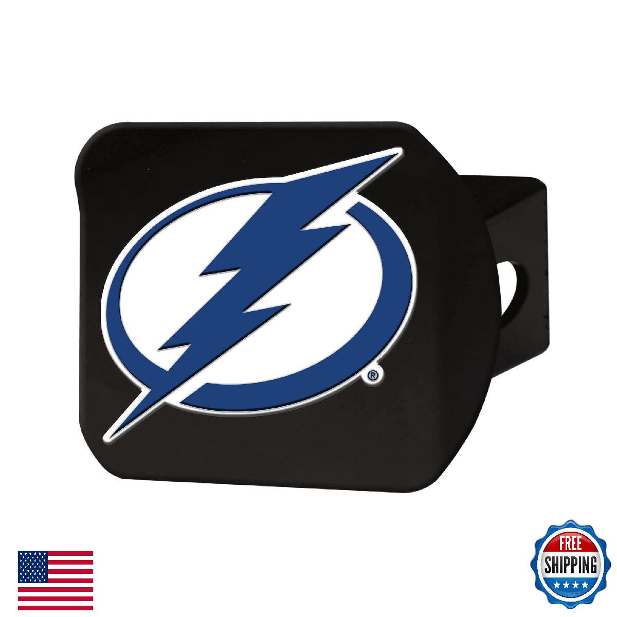 FANMATS Tampa Bay Lightning Black Metal Hitch Cover 3D Emblem Chrome Logo - Image 1