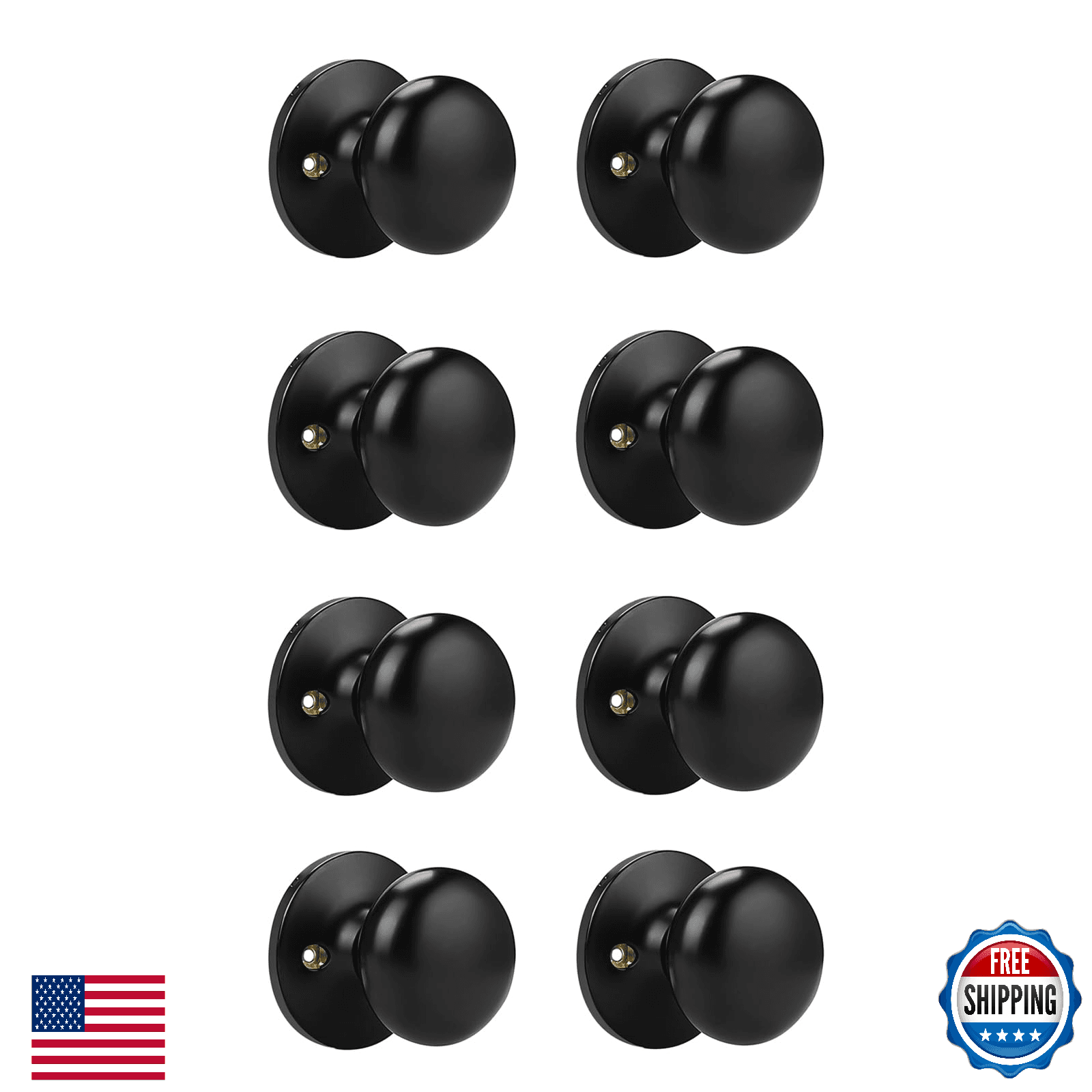 Probrico Half Dummy Door Knobs Black Round Ball Non-Locking 8 Pack Decorative Ha - Image 1