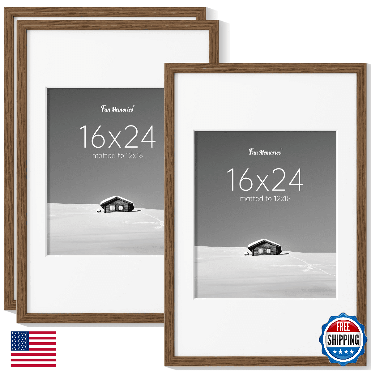 Fun Memories 16x24 Picture Frame, Display Pictures 12x18 with Mat or 16x24 Witho - Image 1