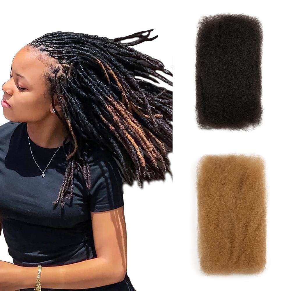 FASHION IDOL Afro Kinky Human Hair Bulk for Dreadlock Extensions Loc Repair Brai - Thumbnail 5