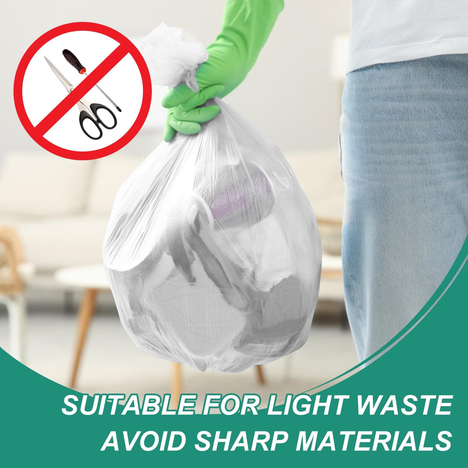 Magesh 4-6 Gallon Trash Bag Strong, Leakage-Free, Small Garbage Bags Unscented T - Thumbnail 6