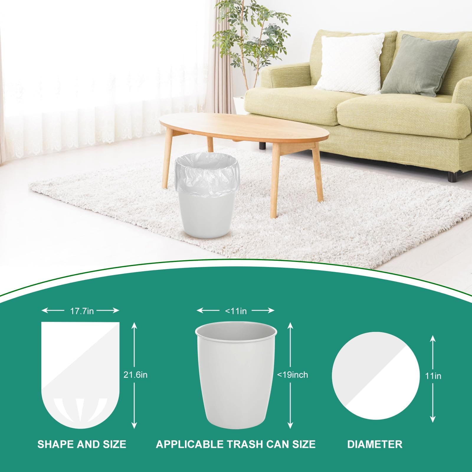 Magesh 4-6 Gallon Trash Bag Strong, Leakage-Free, Small Garbage Bags Unscented T - Thumbnail 2