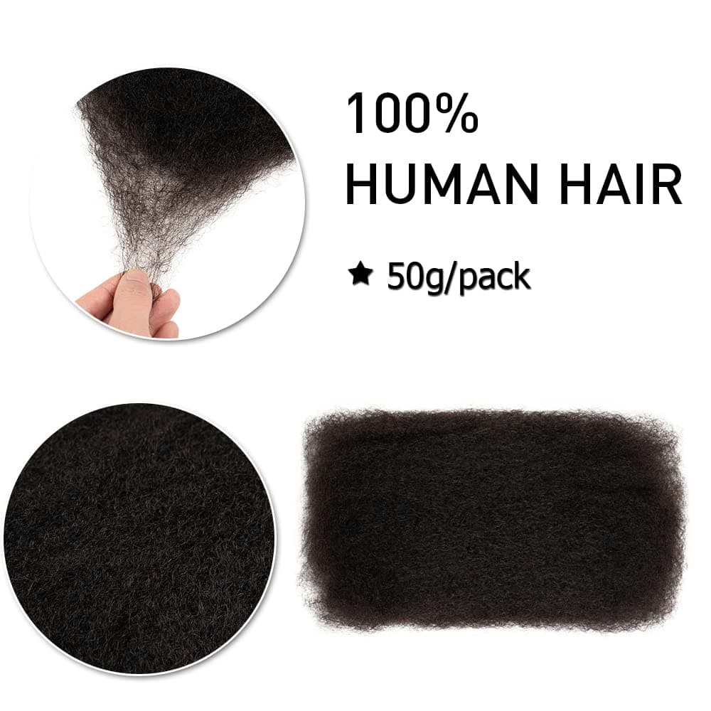 FASHION IDOL Afro Kinky Human Hair Bulk for Dreadlock Extensions Loc Repair Brai - Thumbnail 2