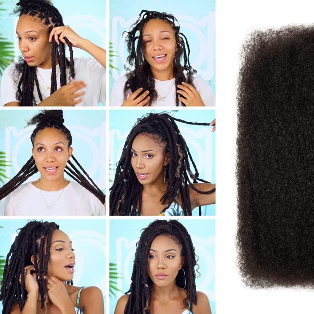 FASHION IDOL Afro Kinky Human Hair Bulk for Dreadlock Extensions Loc Repair Brai - Thumbnail 3