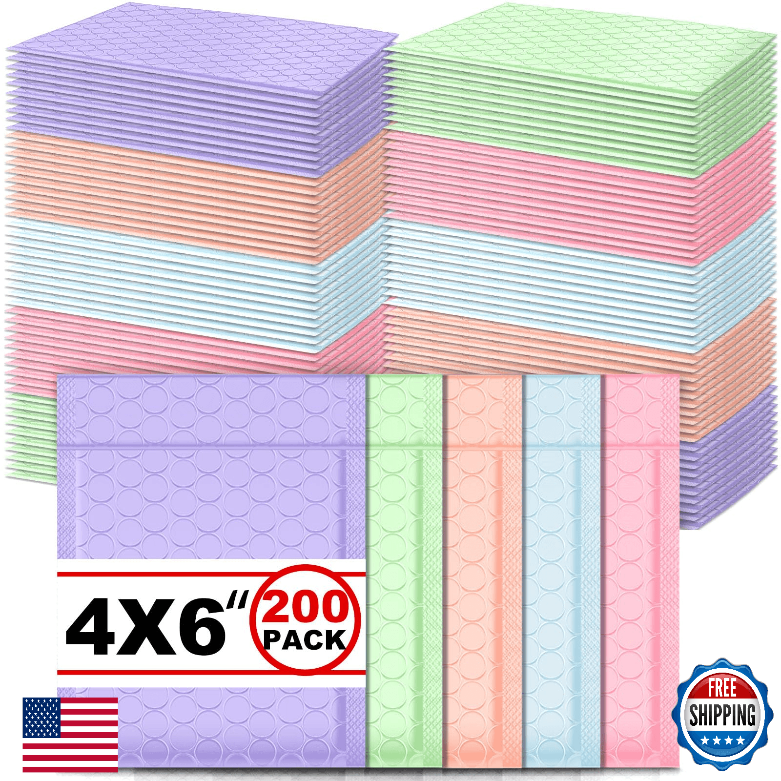 Gueevin 200 Pcs Bubble Mailer 4x6 Waterproof Padded Shipping Envelopes Self Adhe - Image 1