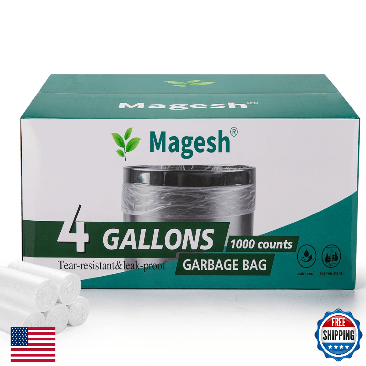 Magesh 4-6 Gallon Trash Bag Strong, Leakage-Free, Small Garbage Bags Unscented T - Image 1