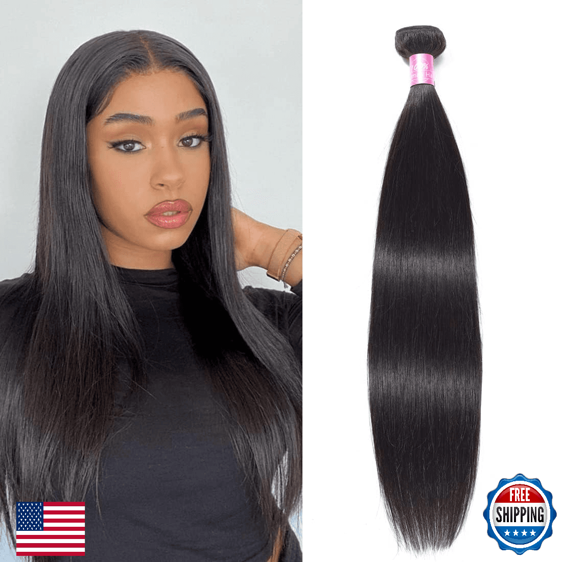 FQ Straight Hair One Bundle 26 inch Unprocessed Peruvian Virgin Human Hair Strai - Image 1