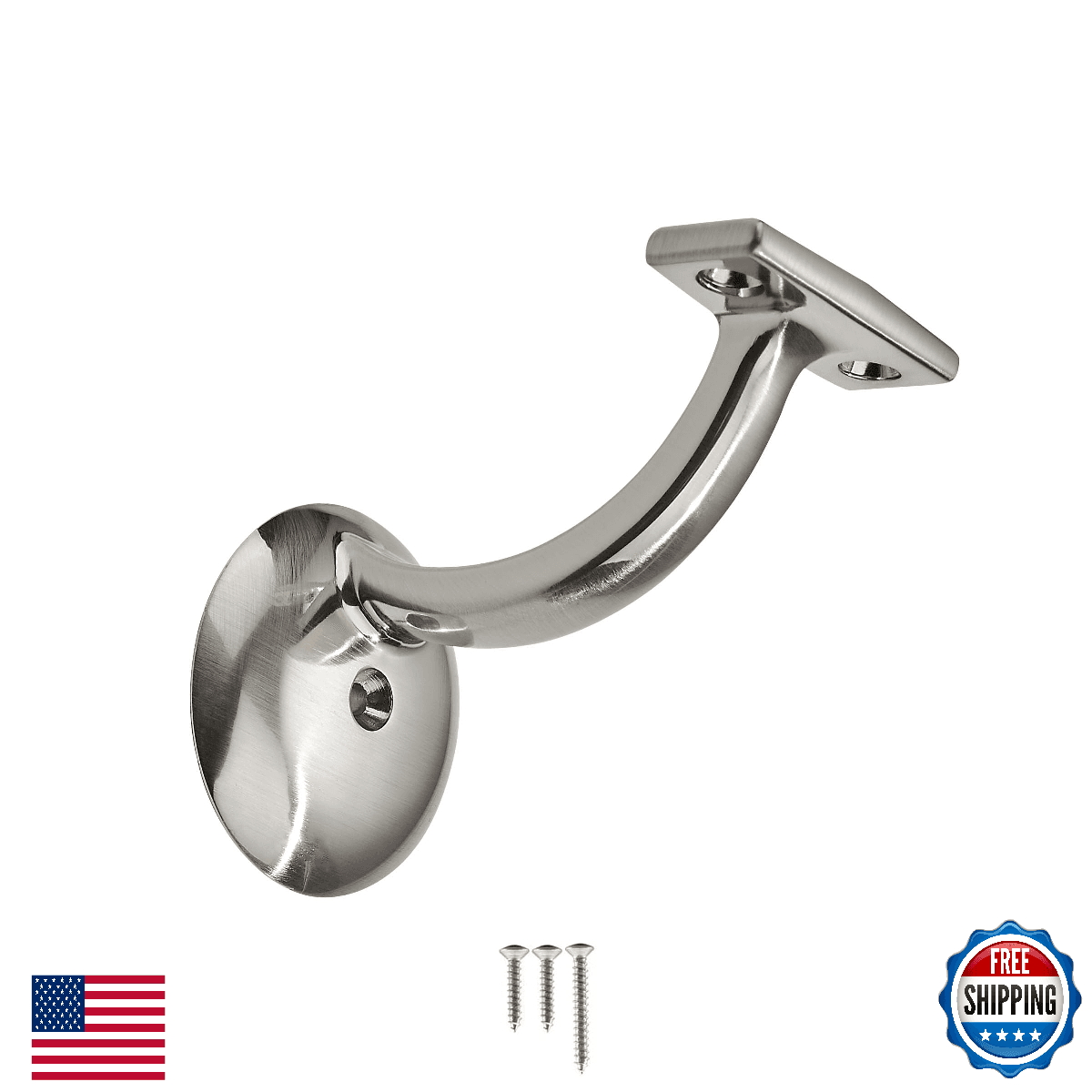 KHTUMEWARE 5 Pack Brushed Satin Nickel Hand Rail Brackets Heavy Duty Stair Suppo - Image 1