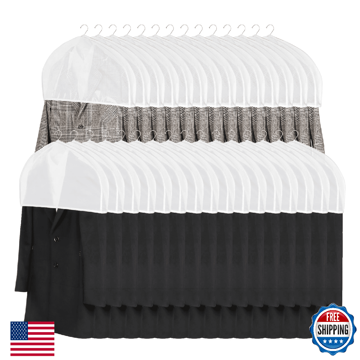 Zilink 30 Pack Breathable Shoulder Covers for Garment Dress Coat Hangers - Image 1
