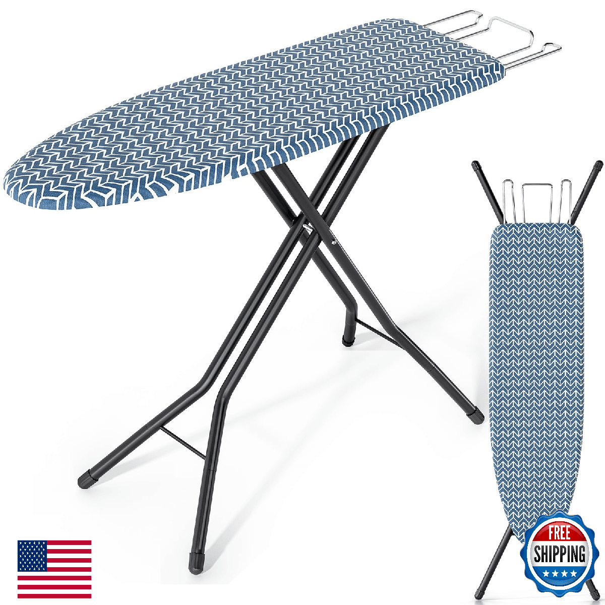 KINGBOARD Foldable Ironing Board Full Size, Iron and Ironing Board Set Standard - Image 1