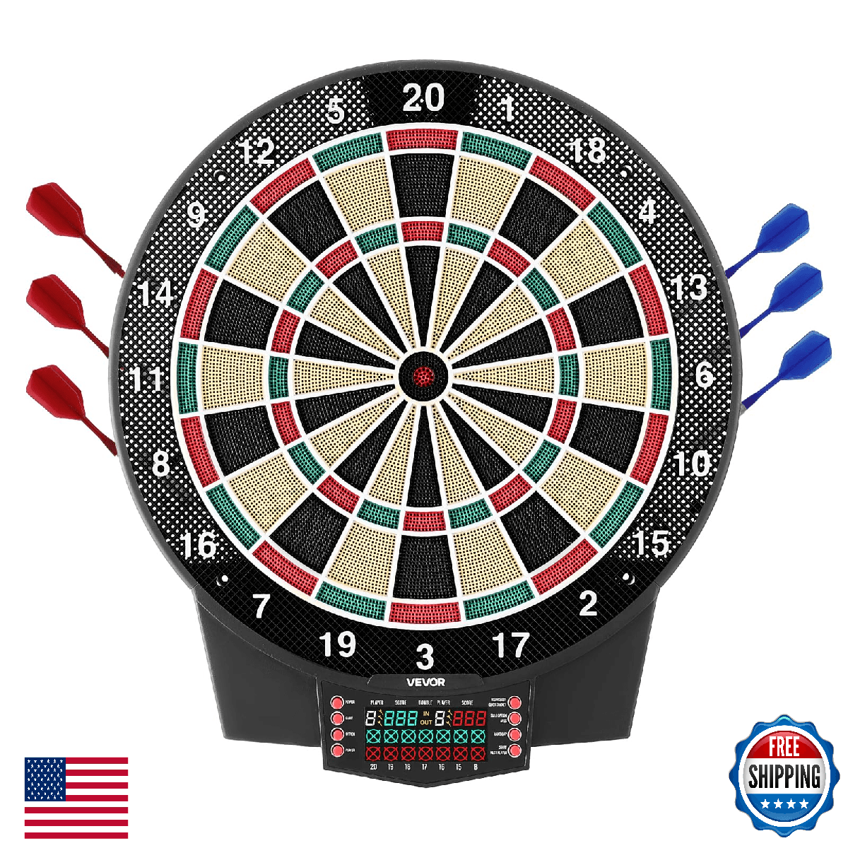 VEVOR Electronic Dart Board, 15.5" Target Dartboard with 43 Games & 320+ Variati - Image 1