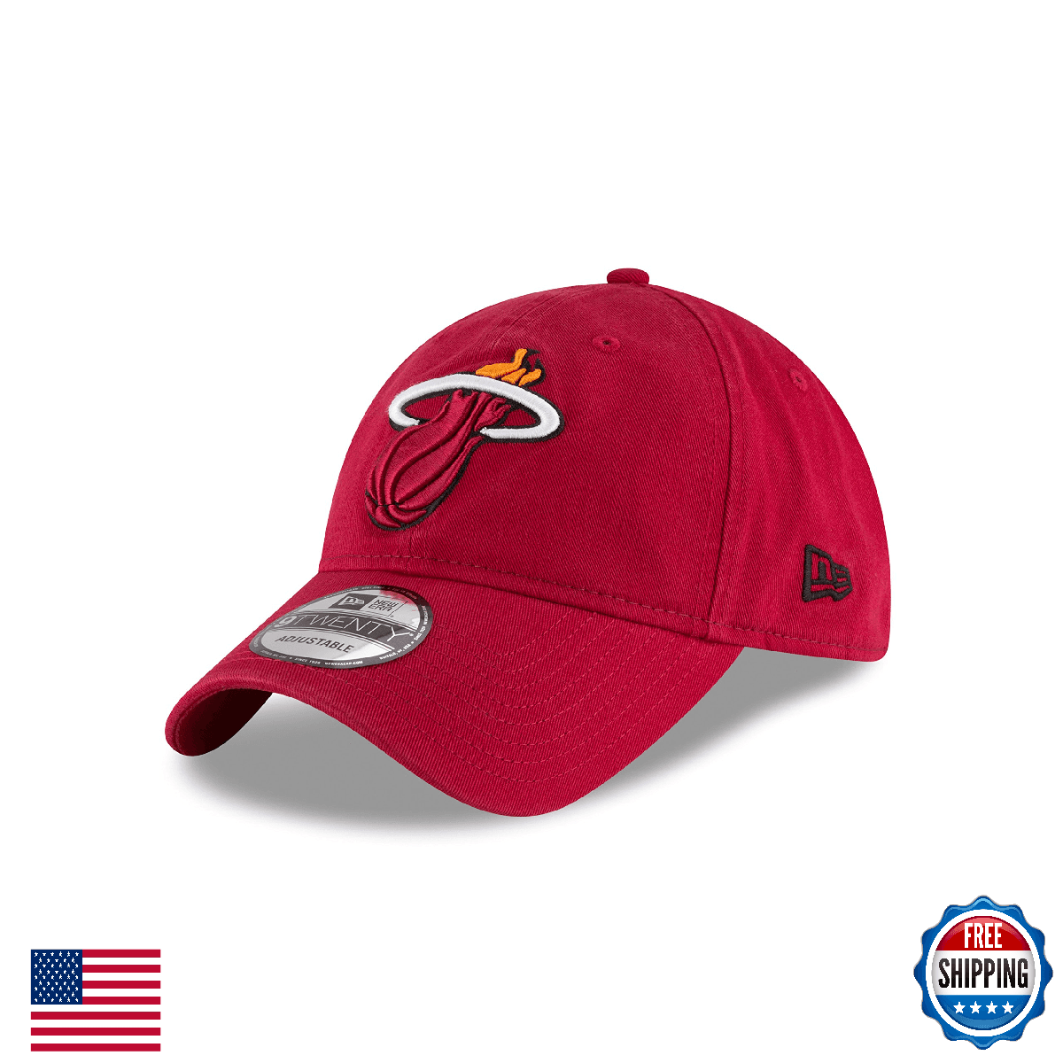 NBA Miami Heat Men Core Classic 9Twenty Adjustable Cap OSFA Red New Era - Image 1