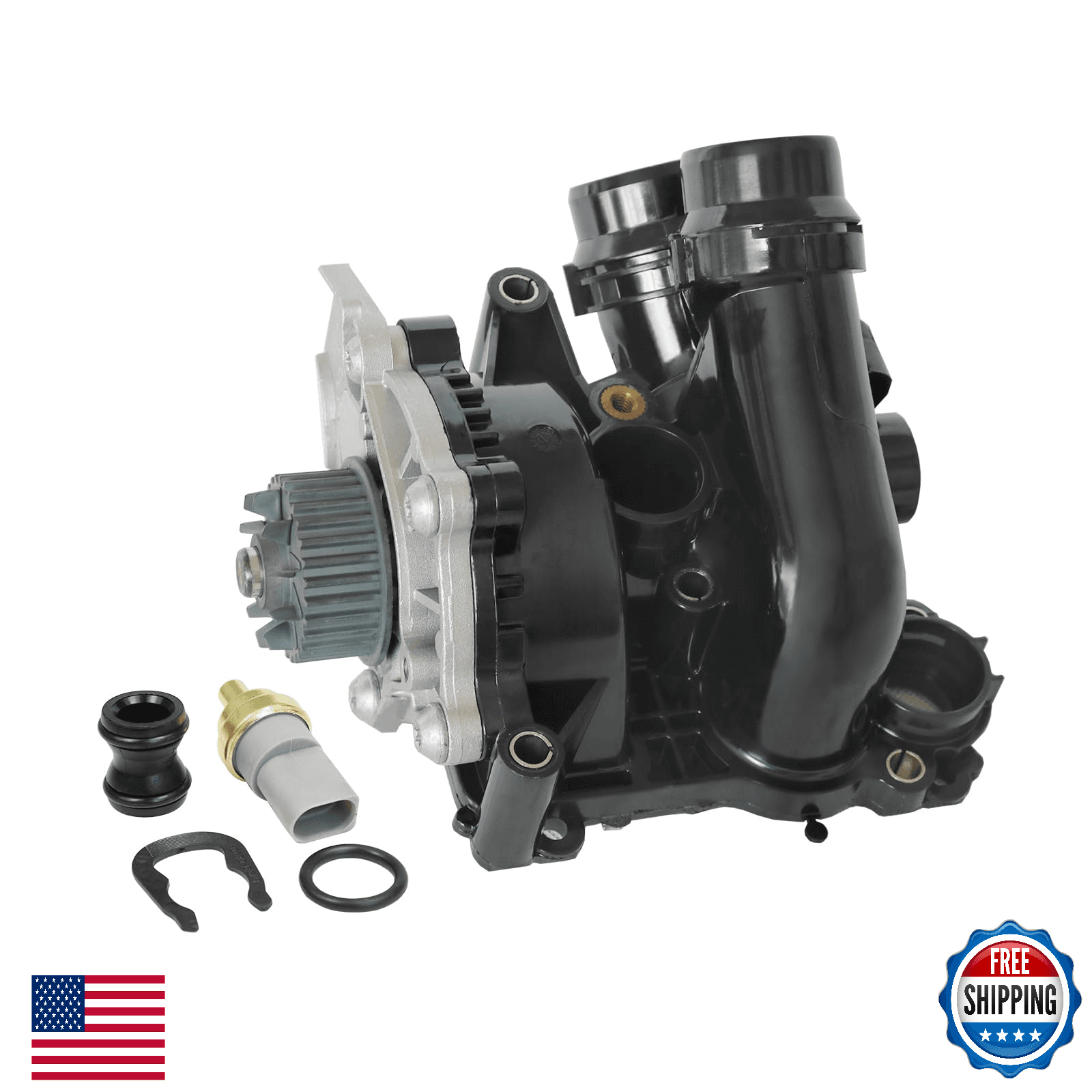 Electric Engine Water Pump Thermostat Assembly Compatible with Audi VW - Image 1