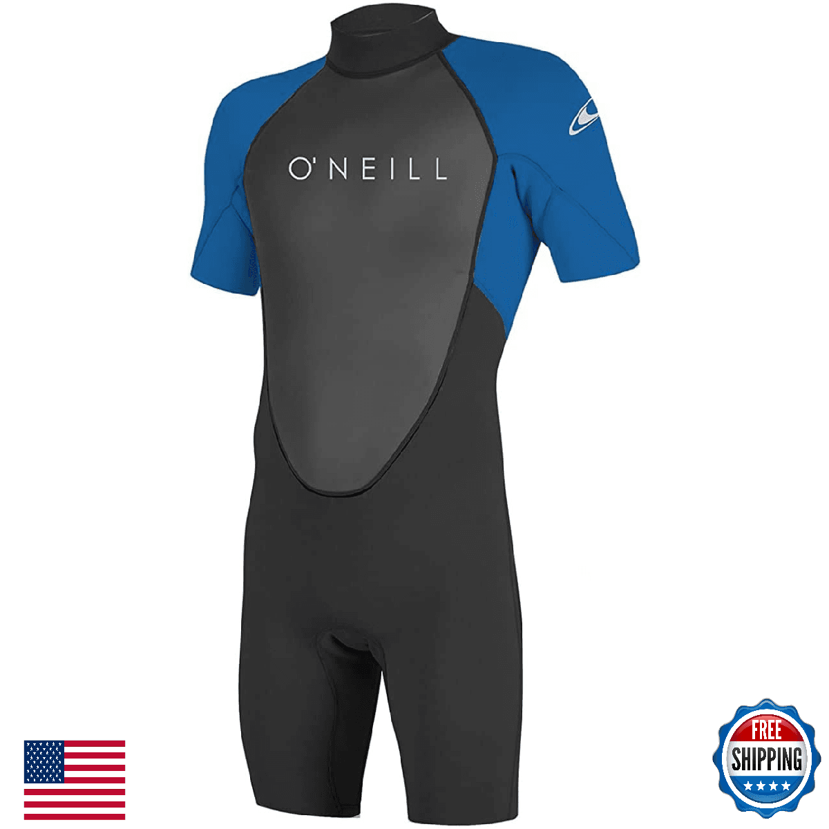 O'Neill Men's Reactor-2 2mm Back Zip Short Sleeve Spring Wetsuit Black/Ocean L - Image 1
