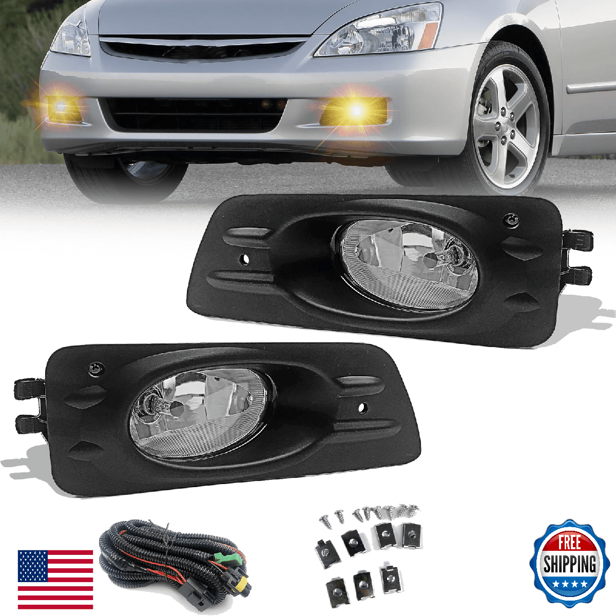 Honda Accord Sedan Fog Lights 06-07 Pair Front Bumper Switch Wiring - Image 1