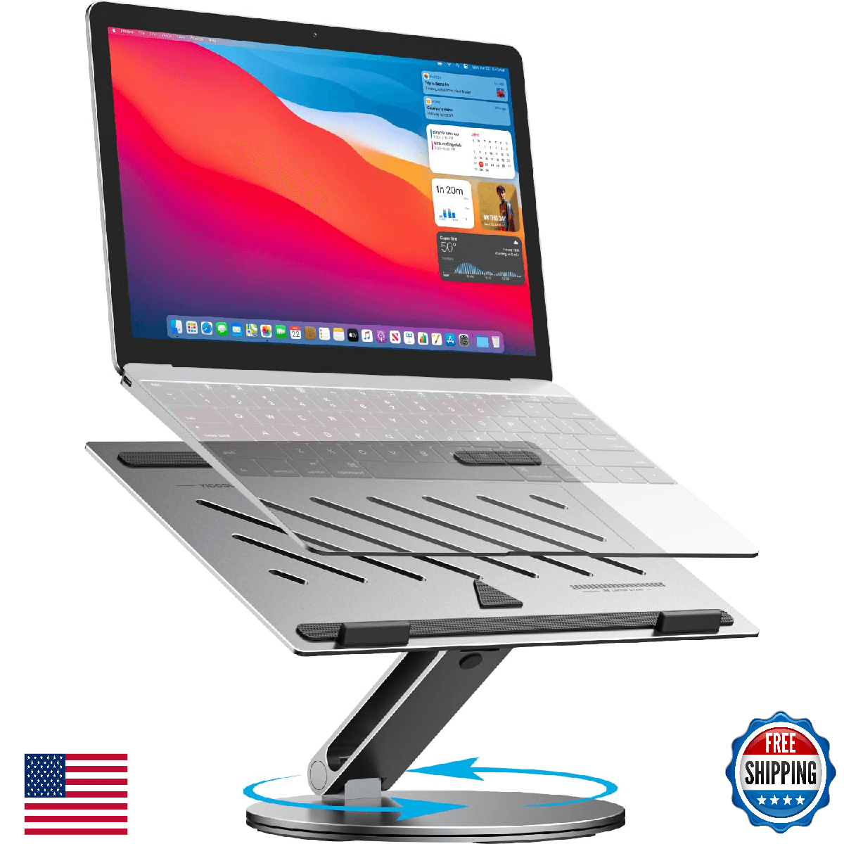 YICOSUN Adjustable Laptop Stand 360° Rotating Ergonomic Riser Aluminum - Image 1