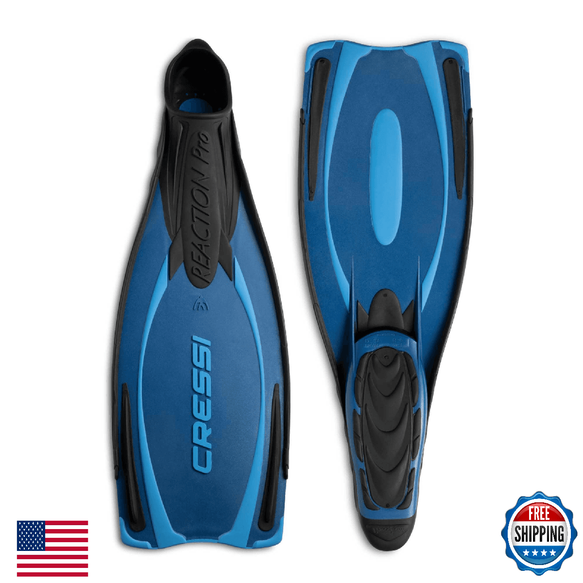 Cressi Reaction Pro Fins, Blue, Size 42/43 - Full Foot Snorkeling/Diving - Image 1