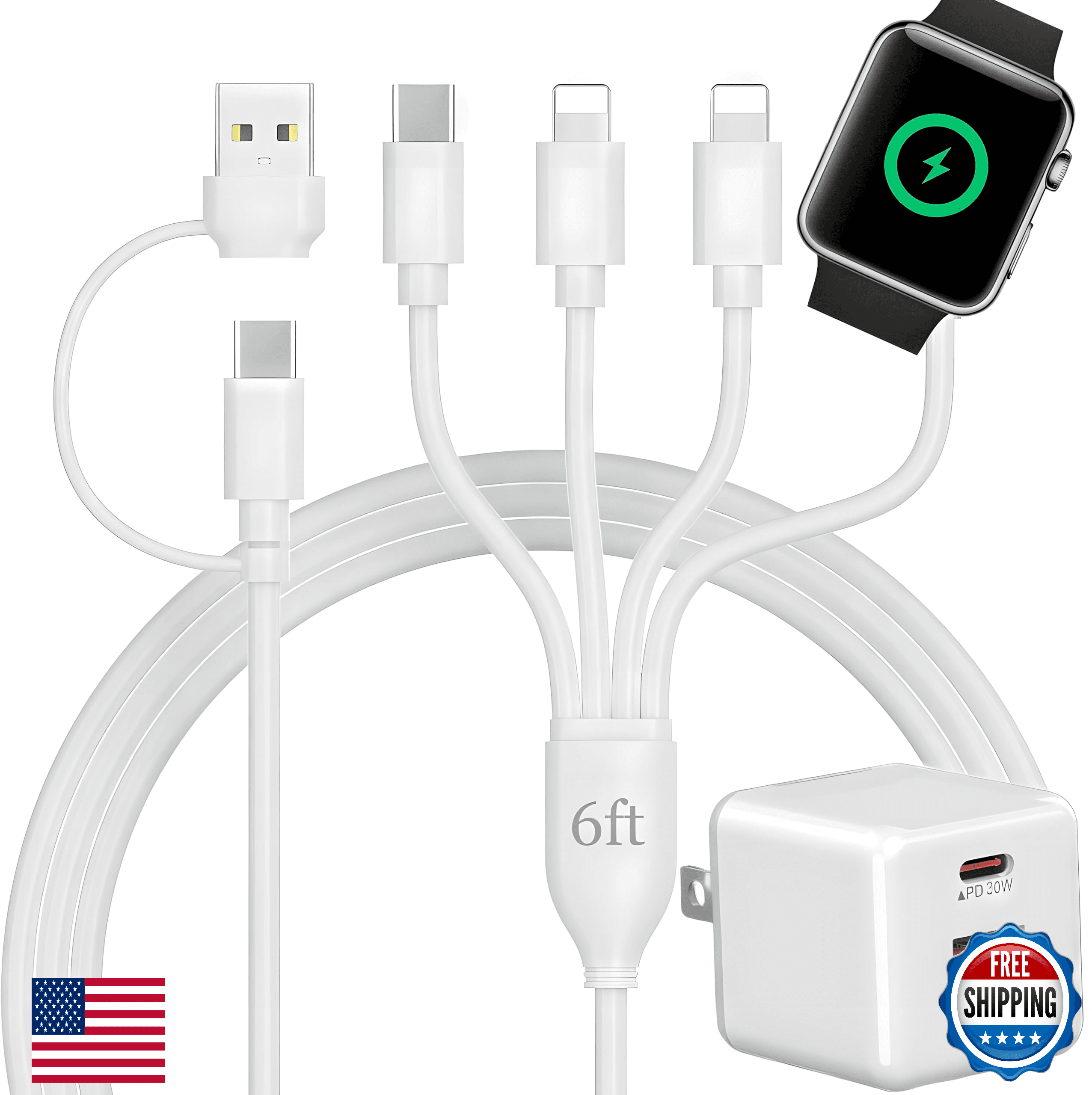 Apple Watch Charger USB C with 30W PD Fast Wall Plug for Apple Watch/iPhone 16 P - Image 1