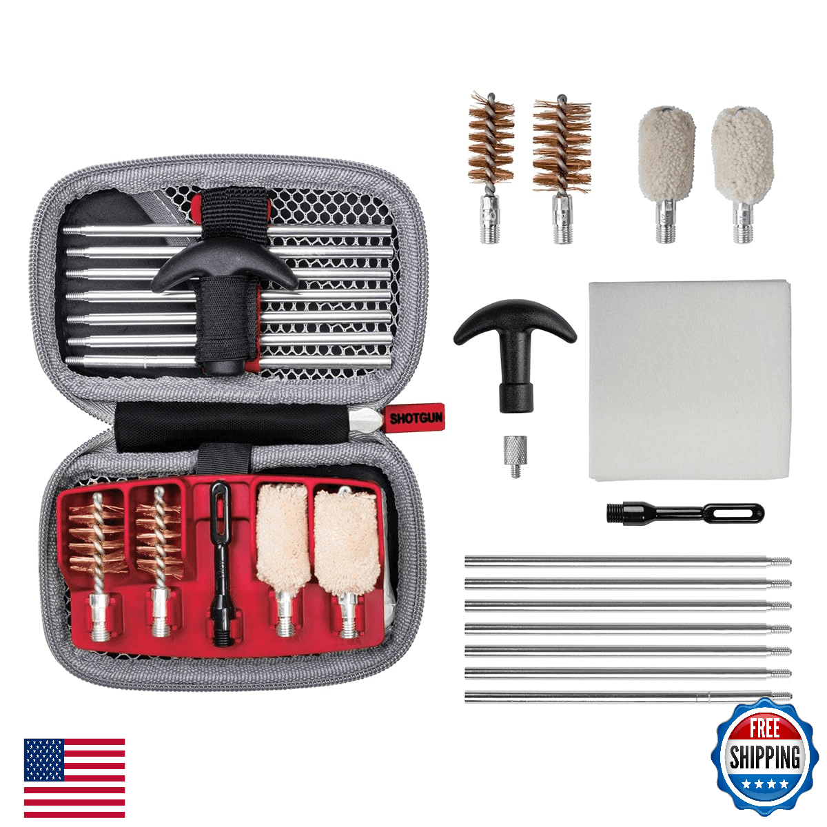 Real Avid Shotgun Cleaning Kit - 12 & 20 Gauge Compact Case, Hunting, Clay Shoot - Image 1