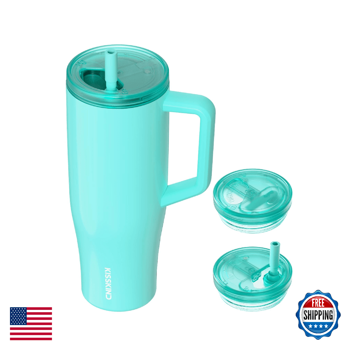 KISSKIND 40 oz Lumispin Tumbler with Handle and Hidden Straw, 100% Leak Proof Wa - Image 1