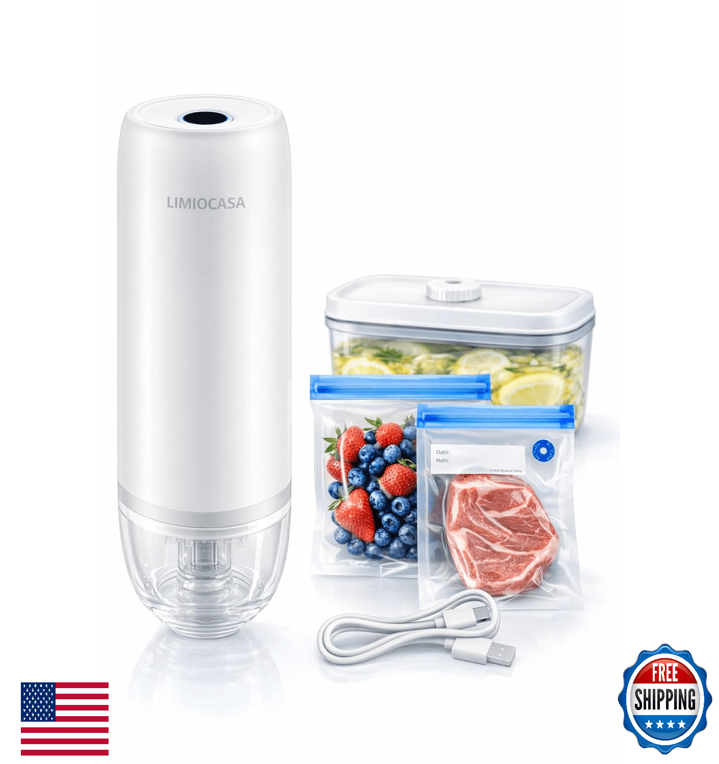 LIMIOCASA Handheld Cordless Mini Vacuum Sealer Pump for Food Storage & Meal Prep - Image 1