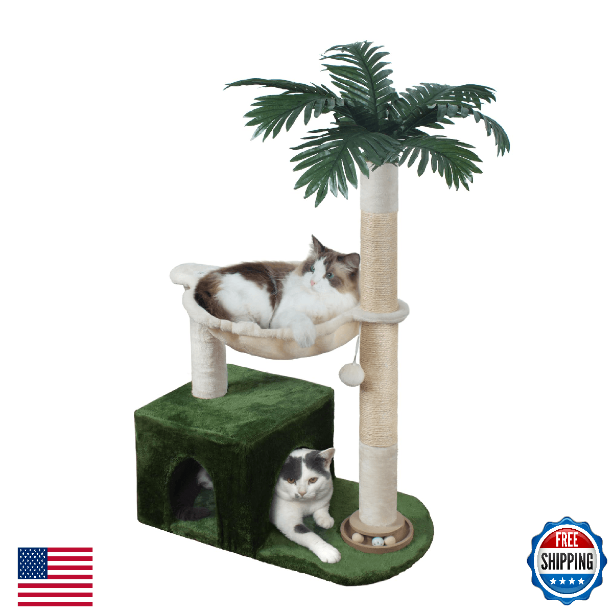 Fantasreen Cat Tree 38" Cat Tower with Large Hammock Metal, Cat Scratching Post - Image 1