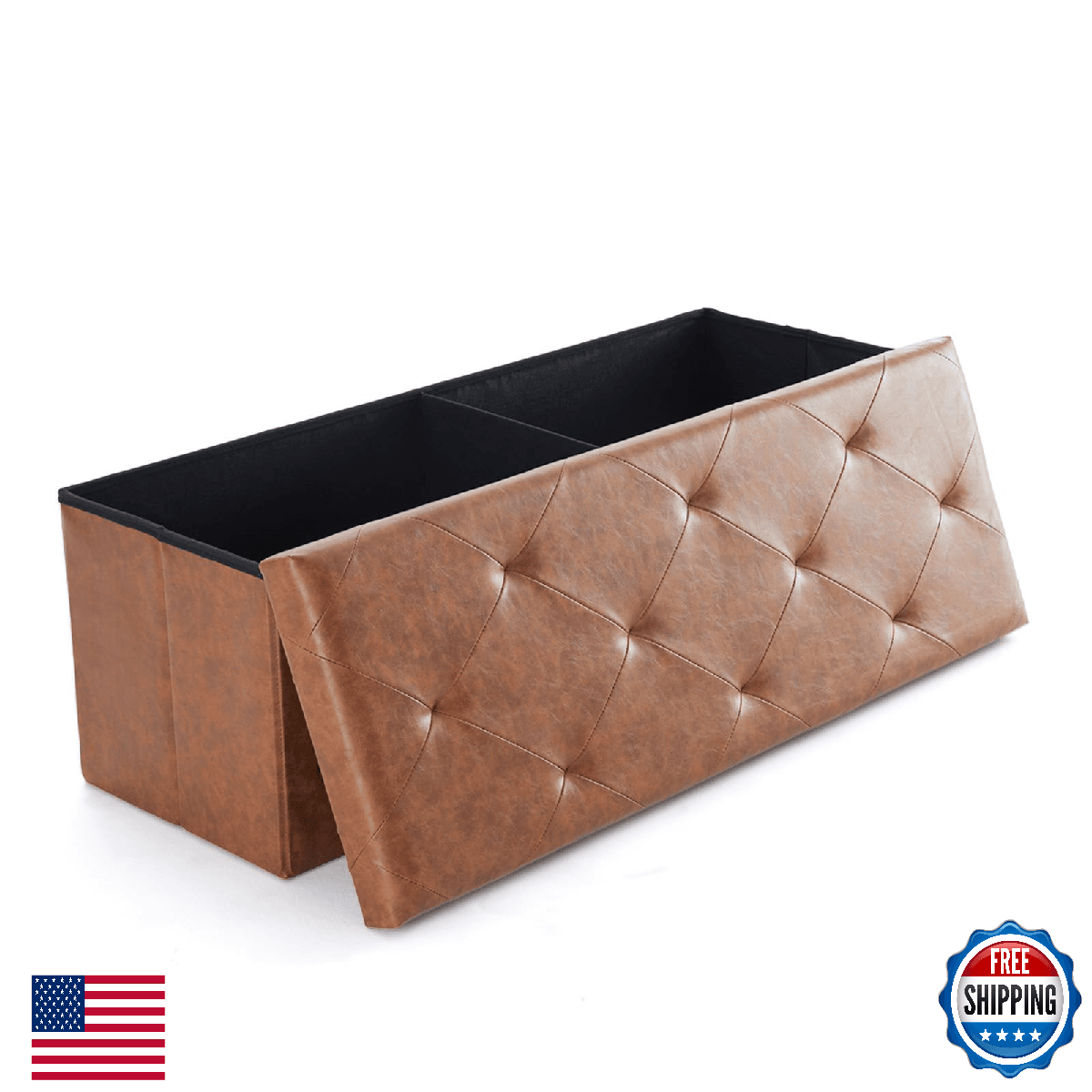 Sweetcrispy 43 Inches Folding Ottoman with Storage Bench, Foot Rest Stool, End o - Image 1