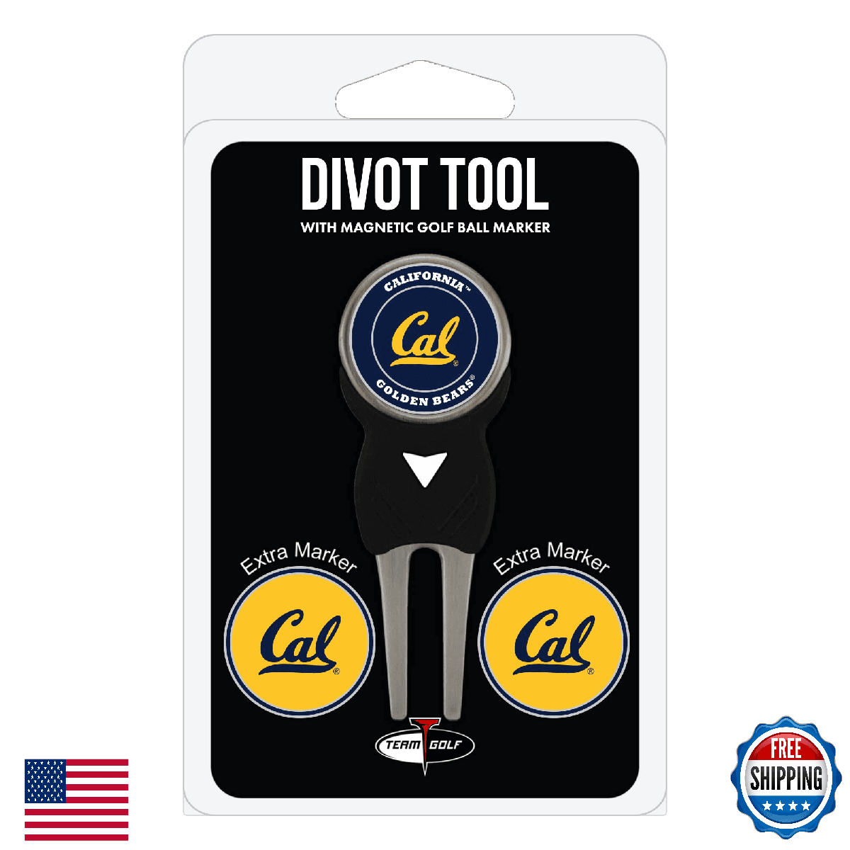 Team Golf NCAA California Golden Bears Divot Tool & 3 Golf Ball Markers - Image 1