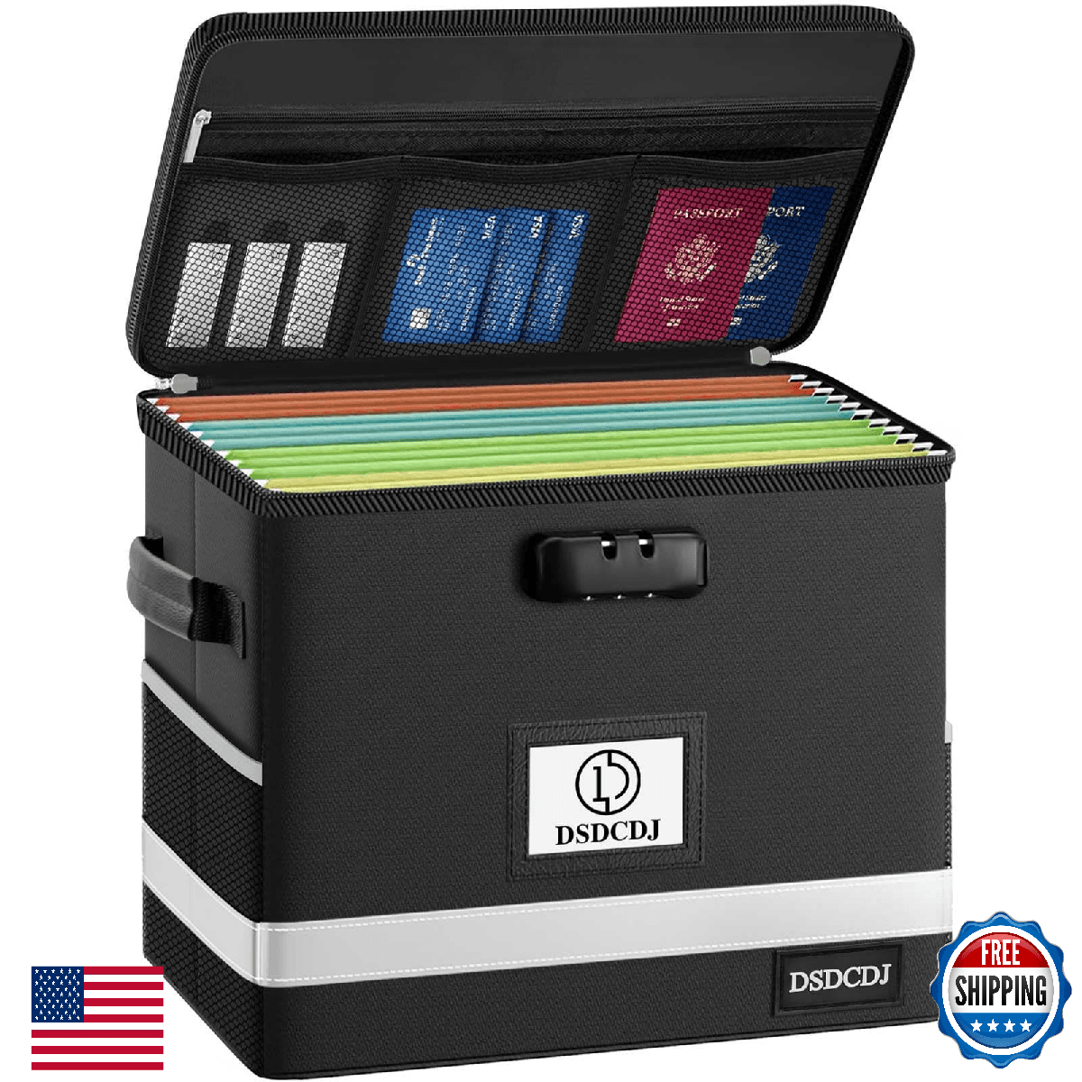 DSDCDJ Fireproof Document Box - Fireproof File Organizer with Lock, Portable Fil - Image 1