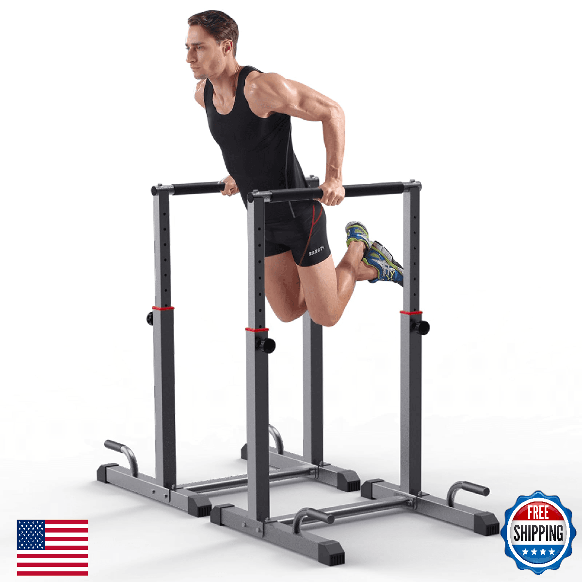 K KiNGKANG Dip Bar Station Set - 9 Level Adjustable, 1200lbs Heavy Duty - Image 1