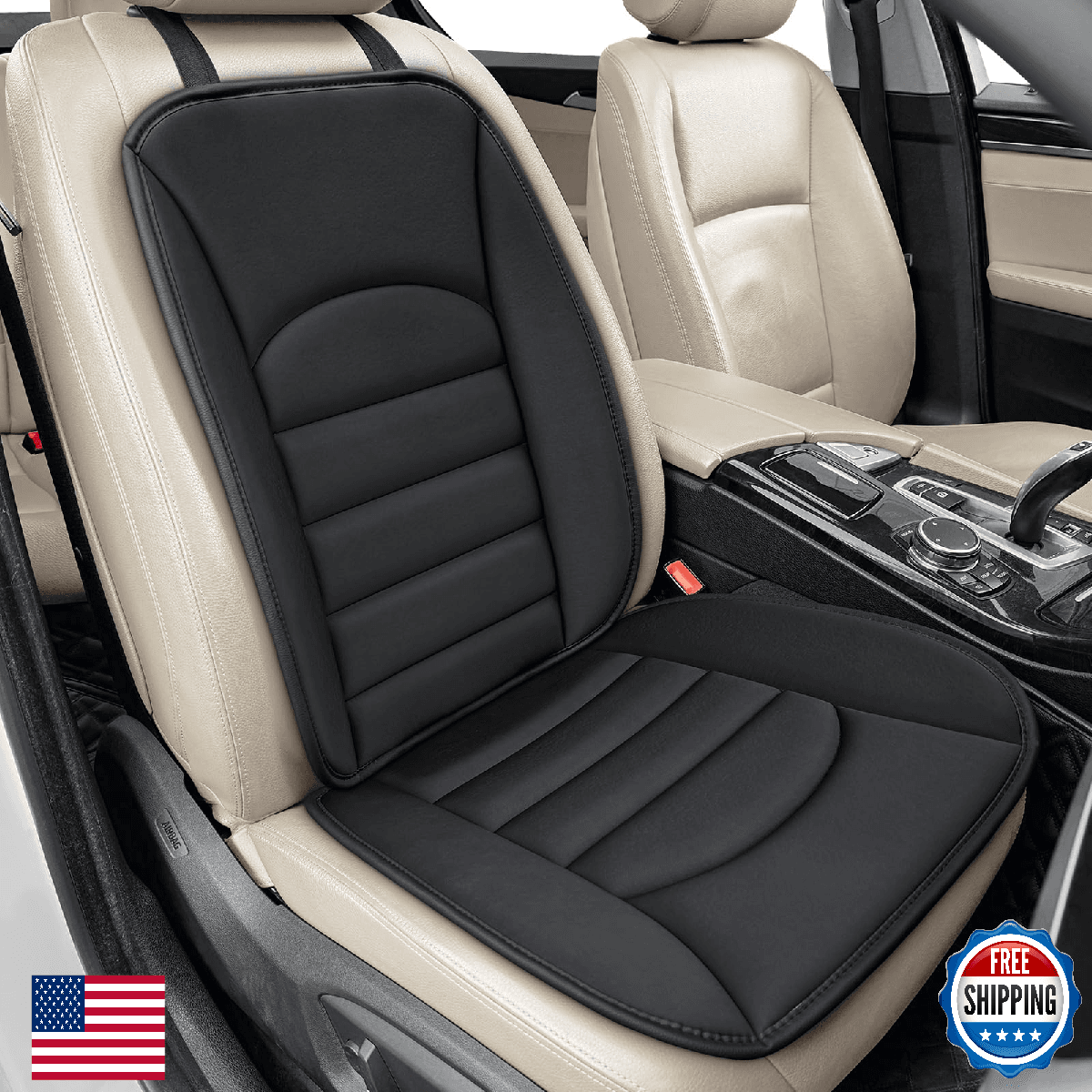 BOPUOVRE Memory Foam Car Seat Cushion with Breathable Fabric & Non-Slip Gel, Uni - Image 1