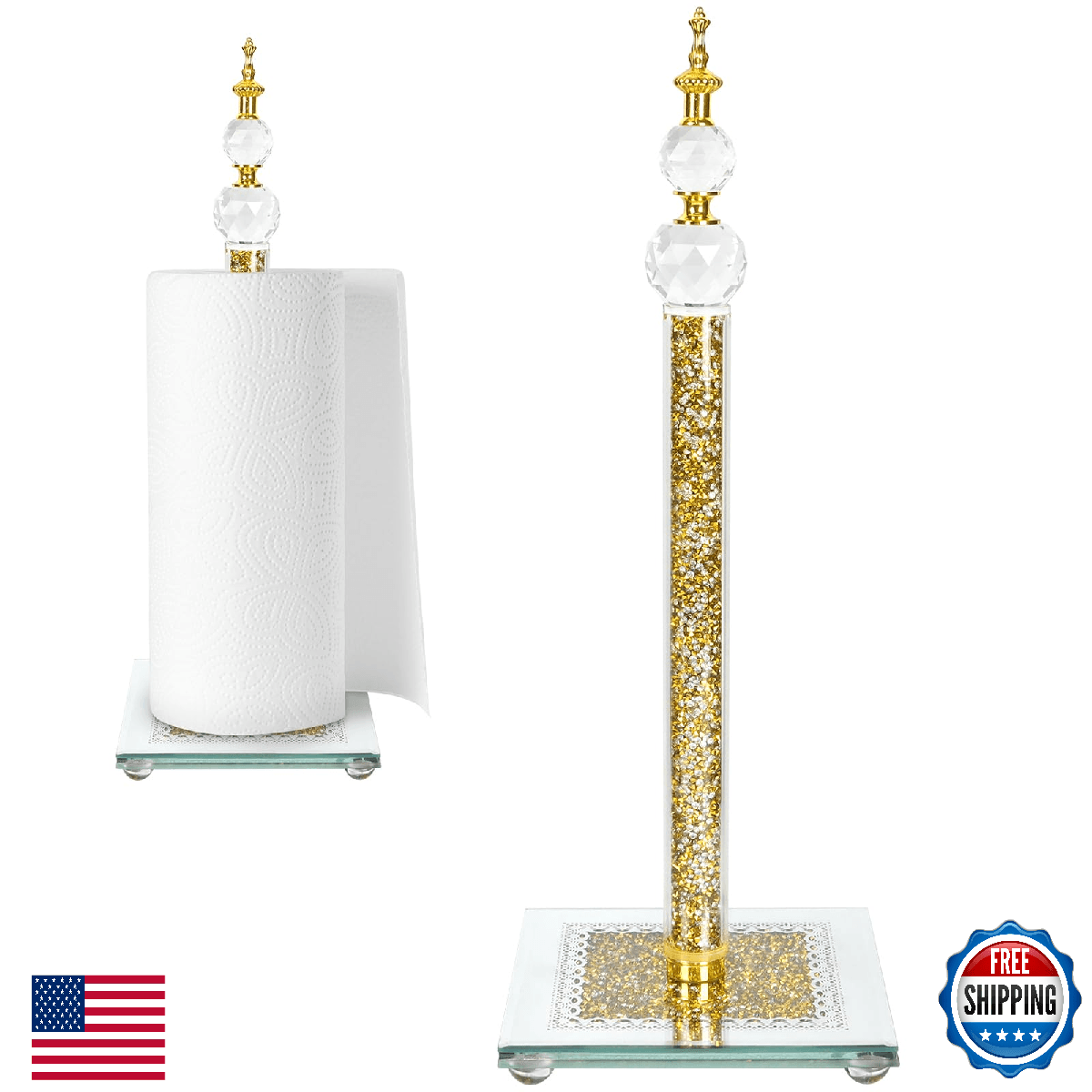 Paper Towel Holder Stand, Countertop Paper Towel Roll Dispenser Holders with Cub - Image 1