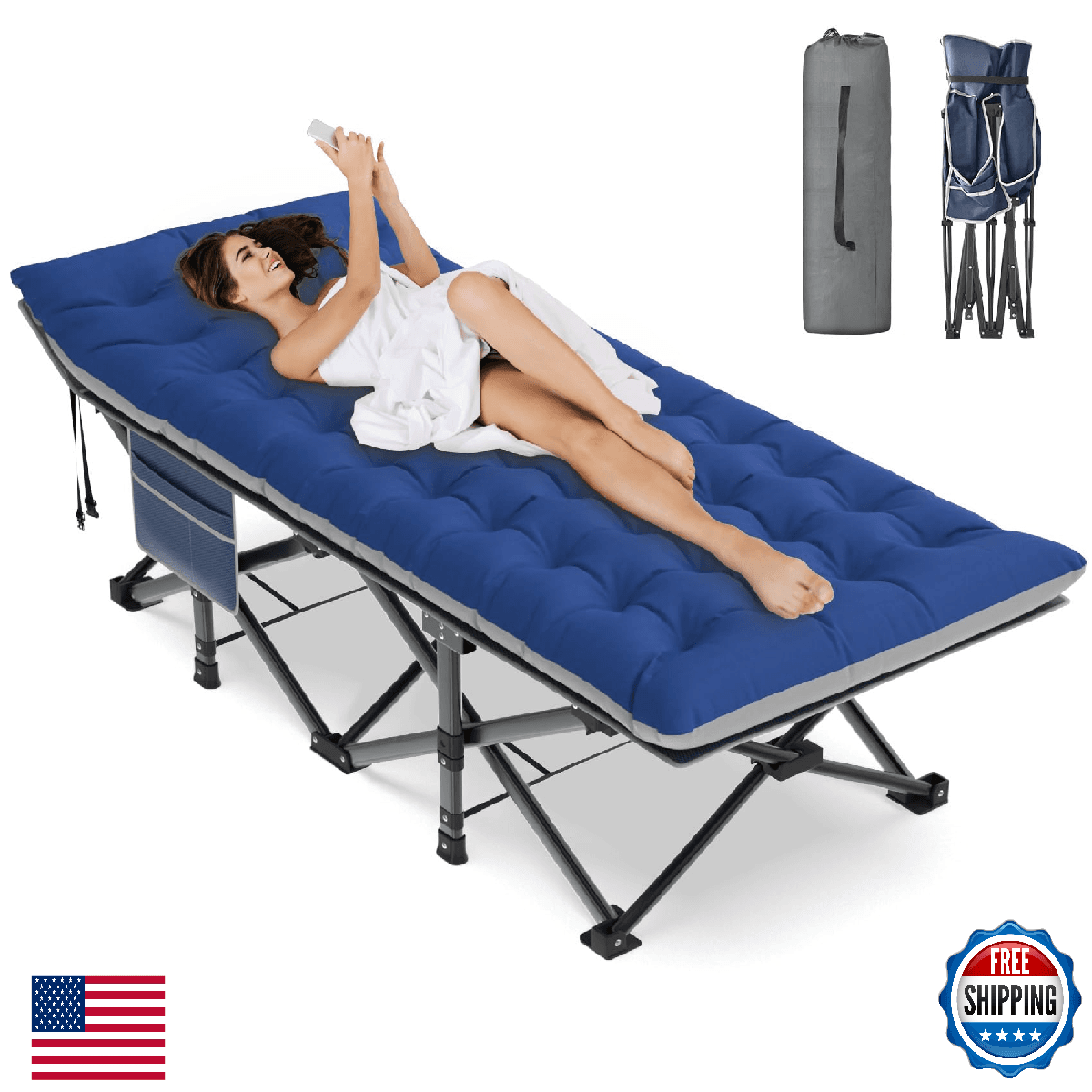 ZENPETIO XXL Folding Camping Cot, Heavy Duty, 900 lbs Capacity, Portable - Image 1