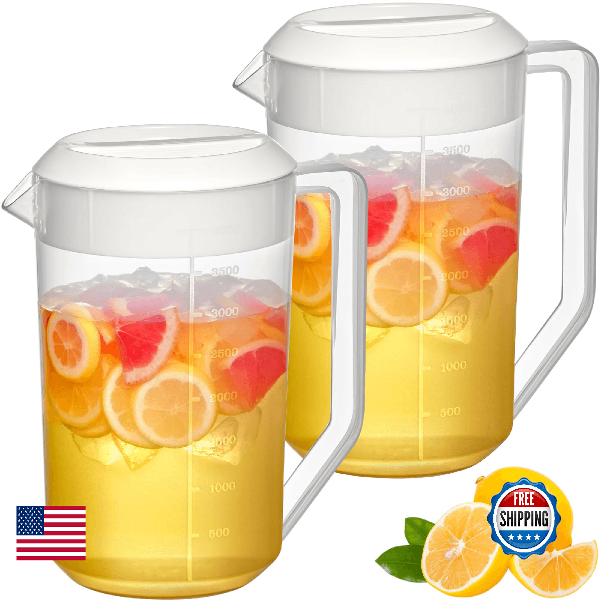 Amazing Abby - Kitchen Party - 4-Quart Plastic Pitcher (2-Pack), Unbreakable Wat - Image 1