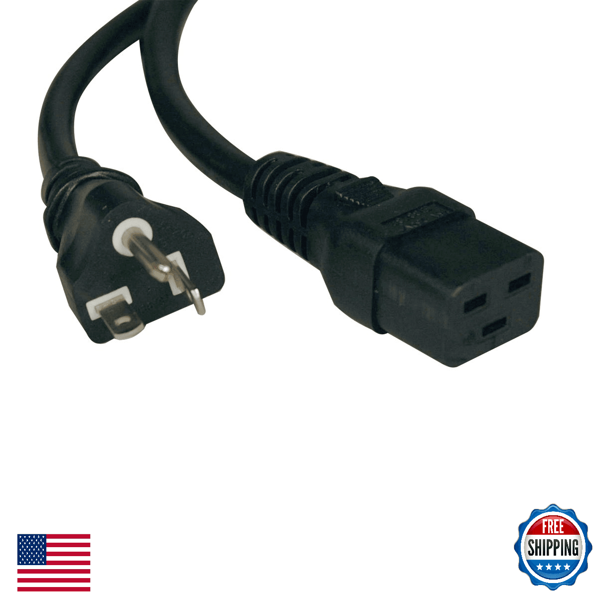 Tripp Lite Heavy Duty C19 to 5-20P Power Cord 20A 12 AWG IEC-320-C19 NEMA 5-20P - Image 1