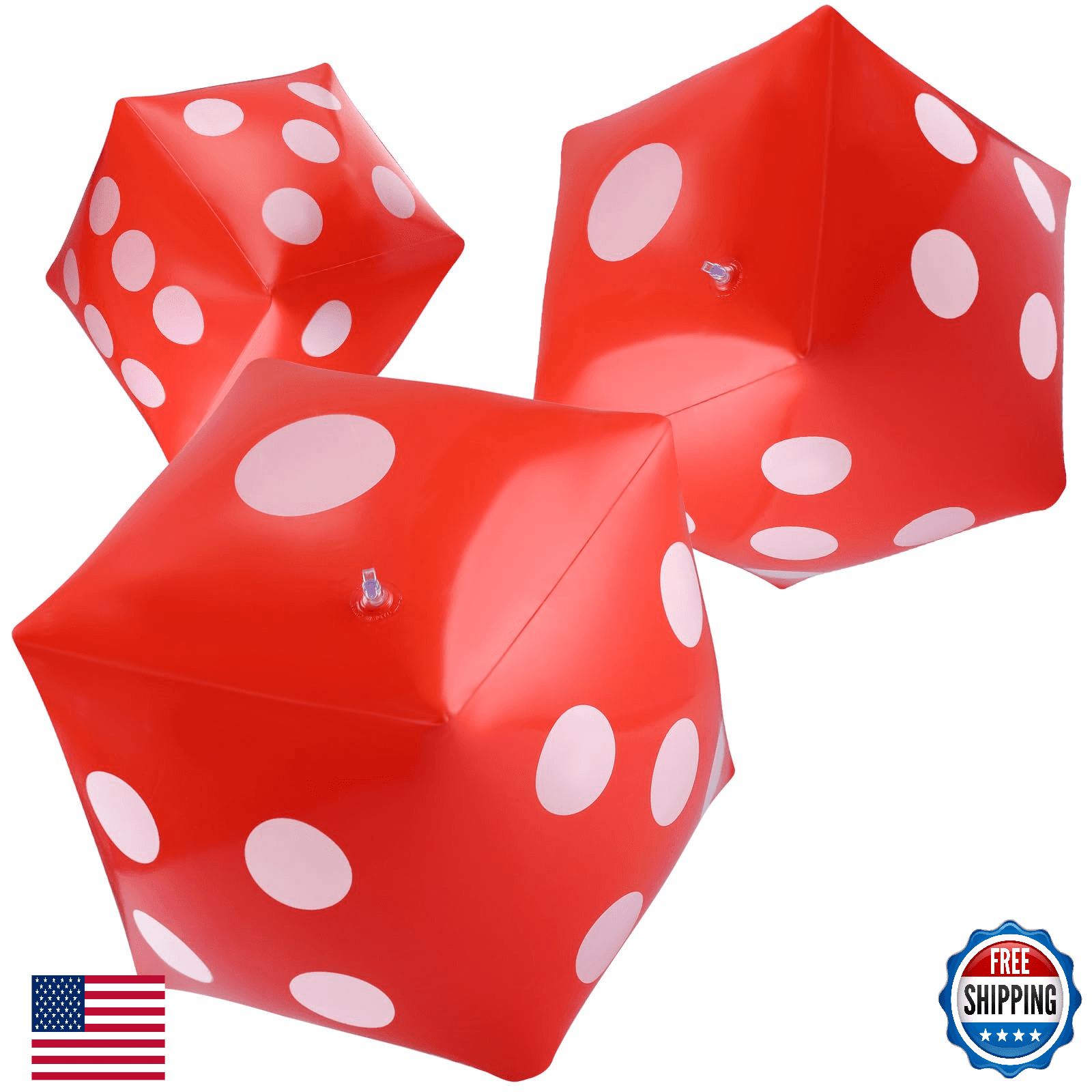 3 Pack Large 20" Inflatable Dice Jumbo Giant for Indoor Outdoor Party Games - Image 1