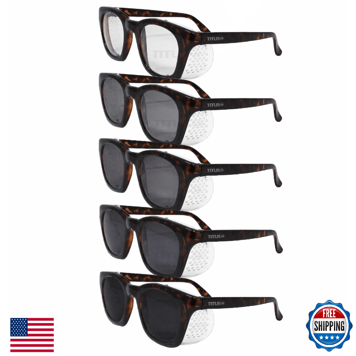 TITUS G12 Retro Style Safety Glasses Soft Folding Stainless Steel Mesh OR Color - Image 1