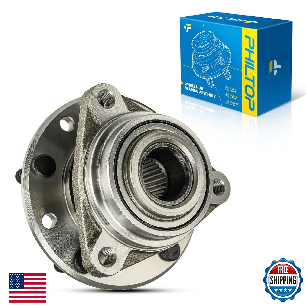 PHILTOP 513013 4WD Rear Front Wheel Bearing Fit for Chevrolet Corvette, Chevrole - Image 1