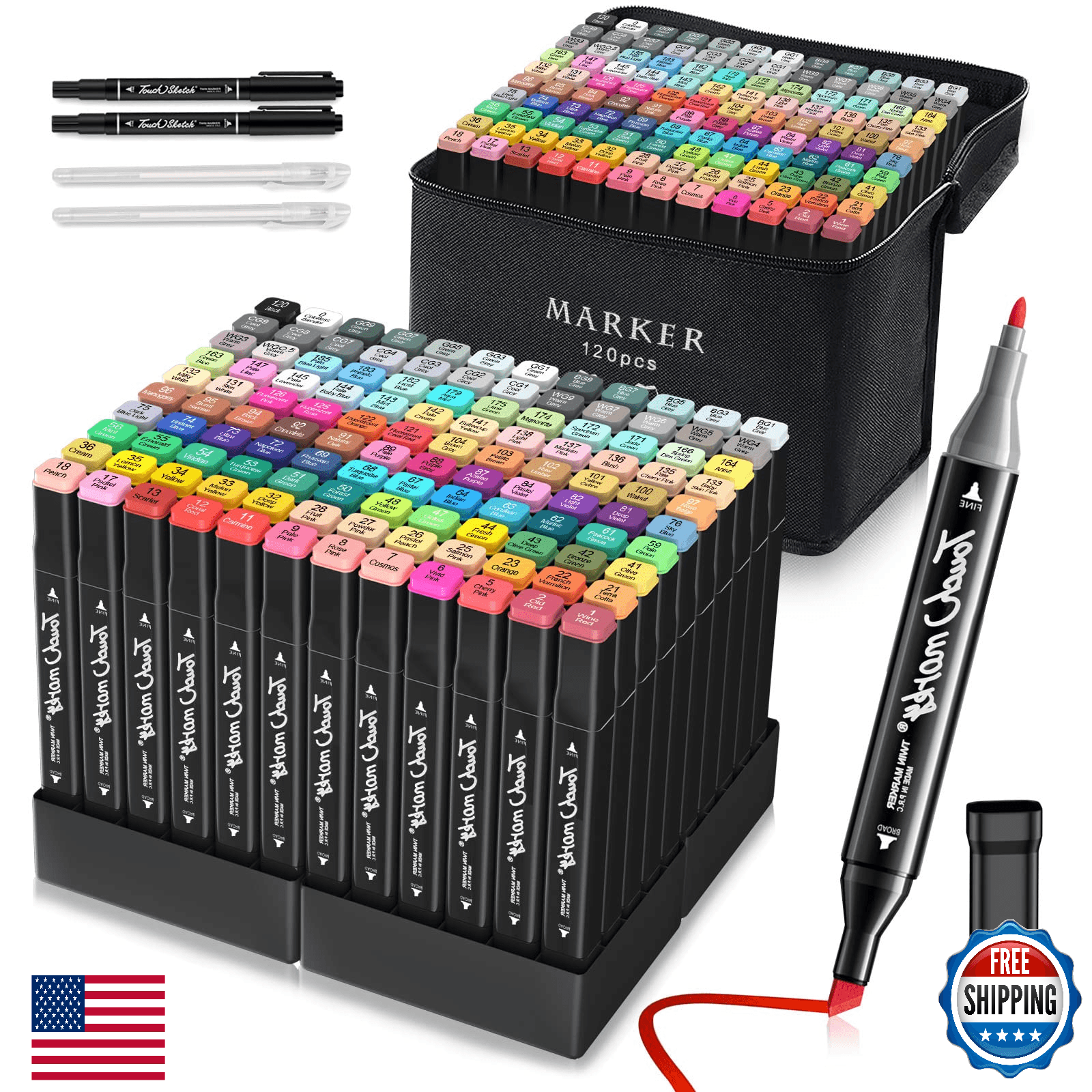 AdamStar Alcohol Markers,120 Colors Dual Tip Art Markers for Kids & Adult Colori - Image 1