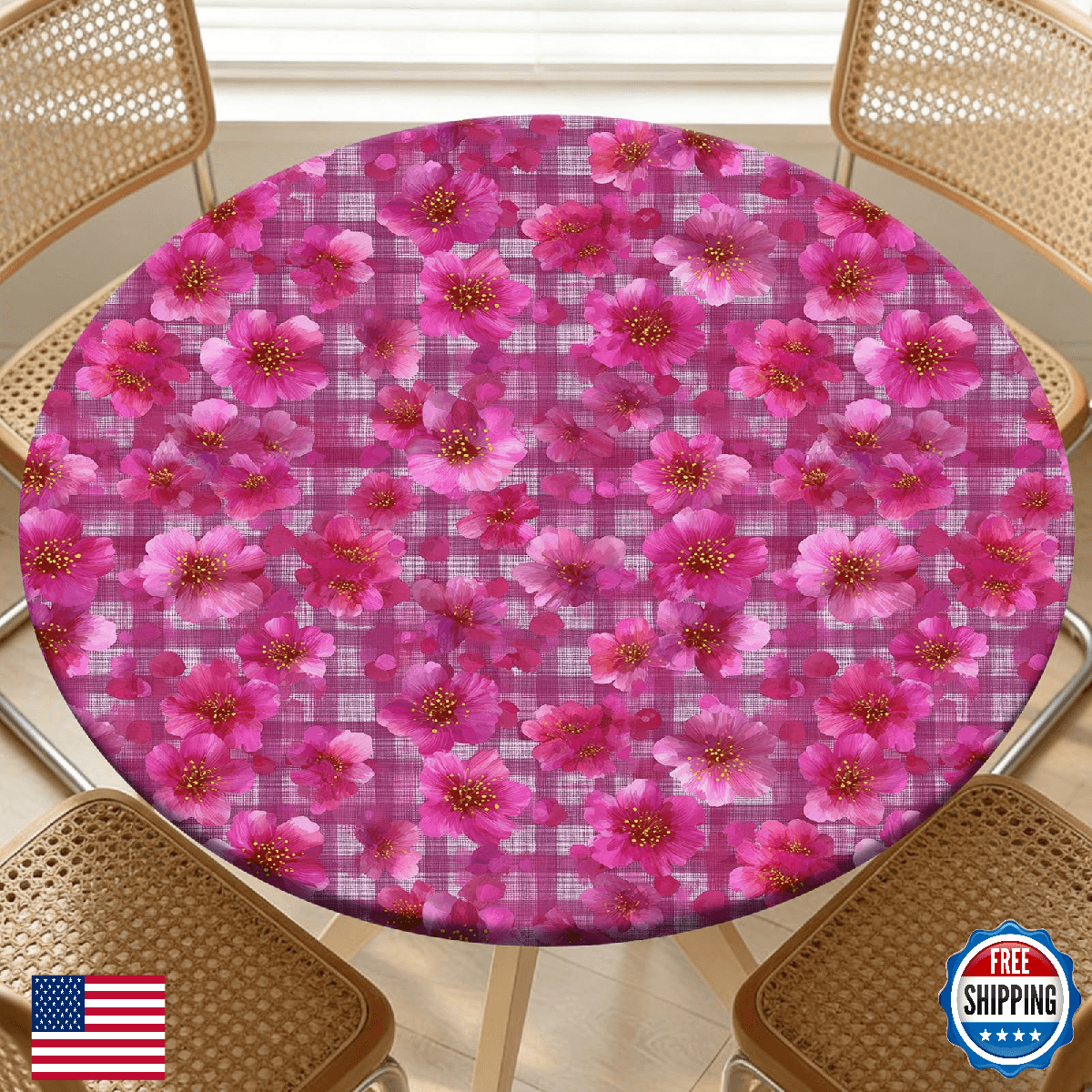 ARTSGOO Round Fitted Tablecloth with Elastic Edge Design Table Cover Waterproof - Image 1