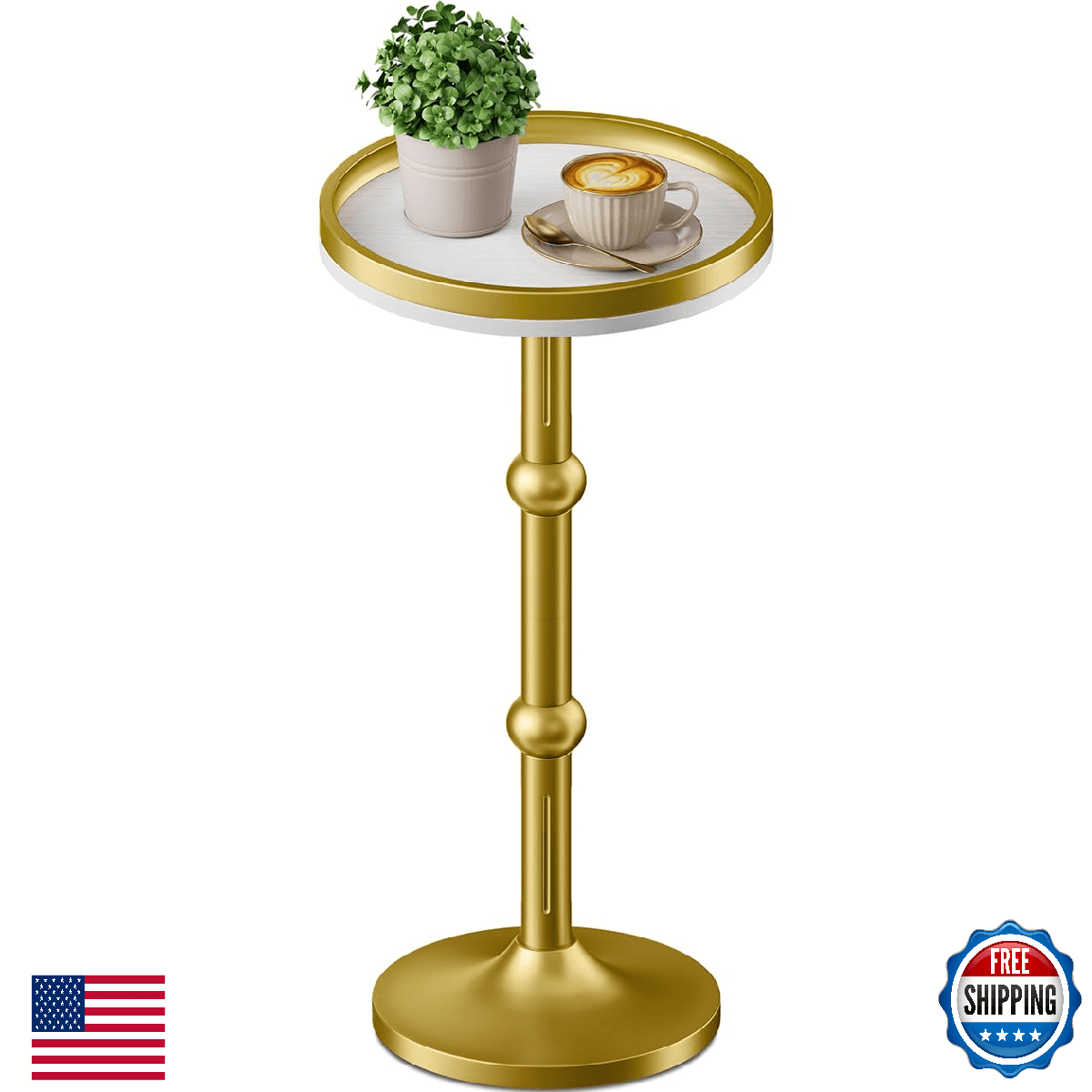 Small Round Side Table, Coffee Drink Table for Small Spaces, Modern Night Stand - Image 1