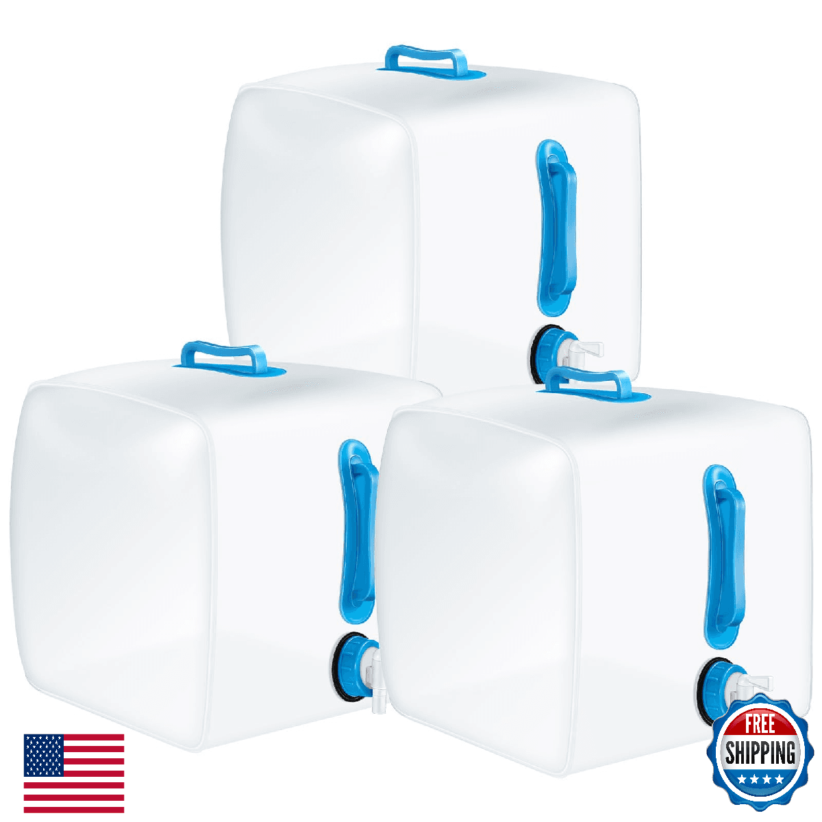 Reallnaive 3 Pack Collapsible Water Container with Spigot Portable Camping Water - Image 1