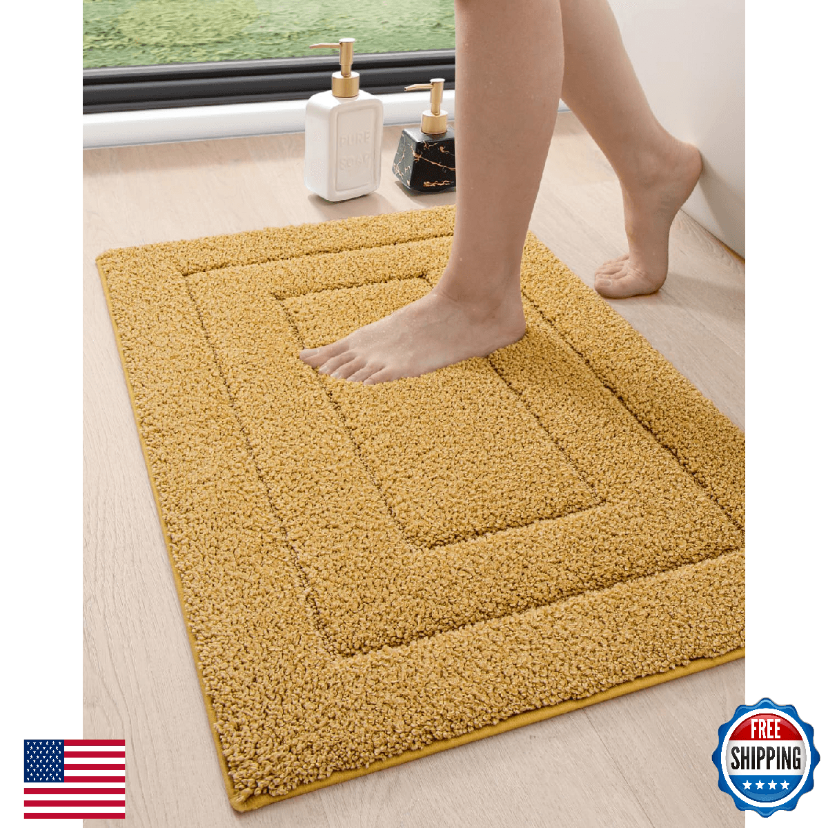 DEXI 32x20 Non-Slip Washable Bath Mat for Shower Floor - Absorbent Rug - Image 1