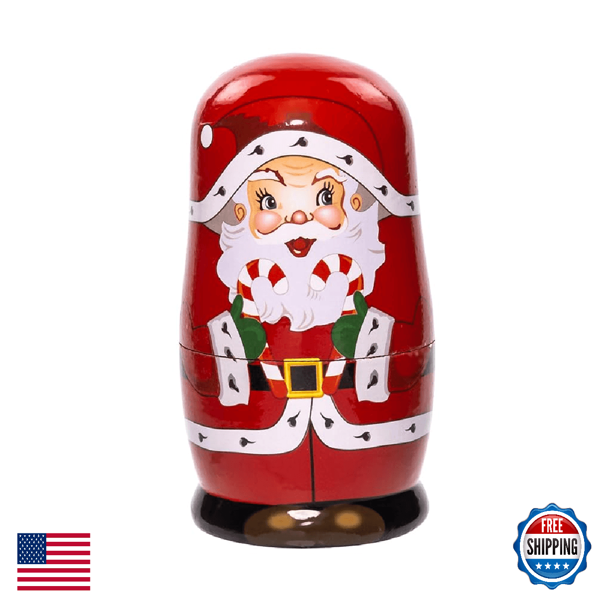 Kurt Adler 4.3" Santa Nesting Doll Set - 5-Piece Matryoshka Christmas Decor - Image 1