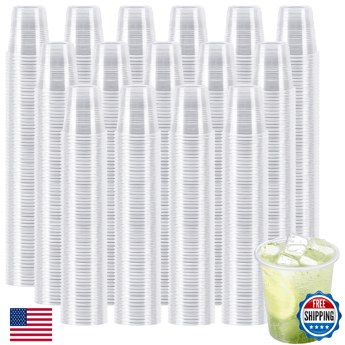 Clawsoff 1500 Pack 3 oz Plastic Cups, Clear Disposable Plastic Cups Bulk, Small - Image 1