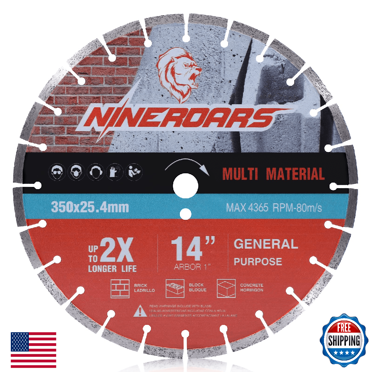 14" Diamond Saw Blade for Concrete Brick Stone Fast Cutting Universal Fit - Image 1