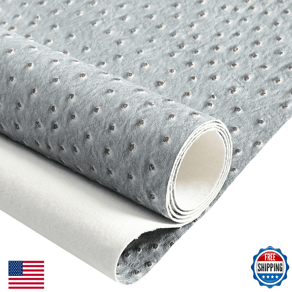 Grey Faux Leather Ostrich 54" W 1.0mm Marine Vinyl Upholstery Fabric - Image 1