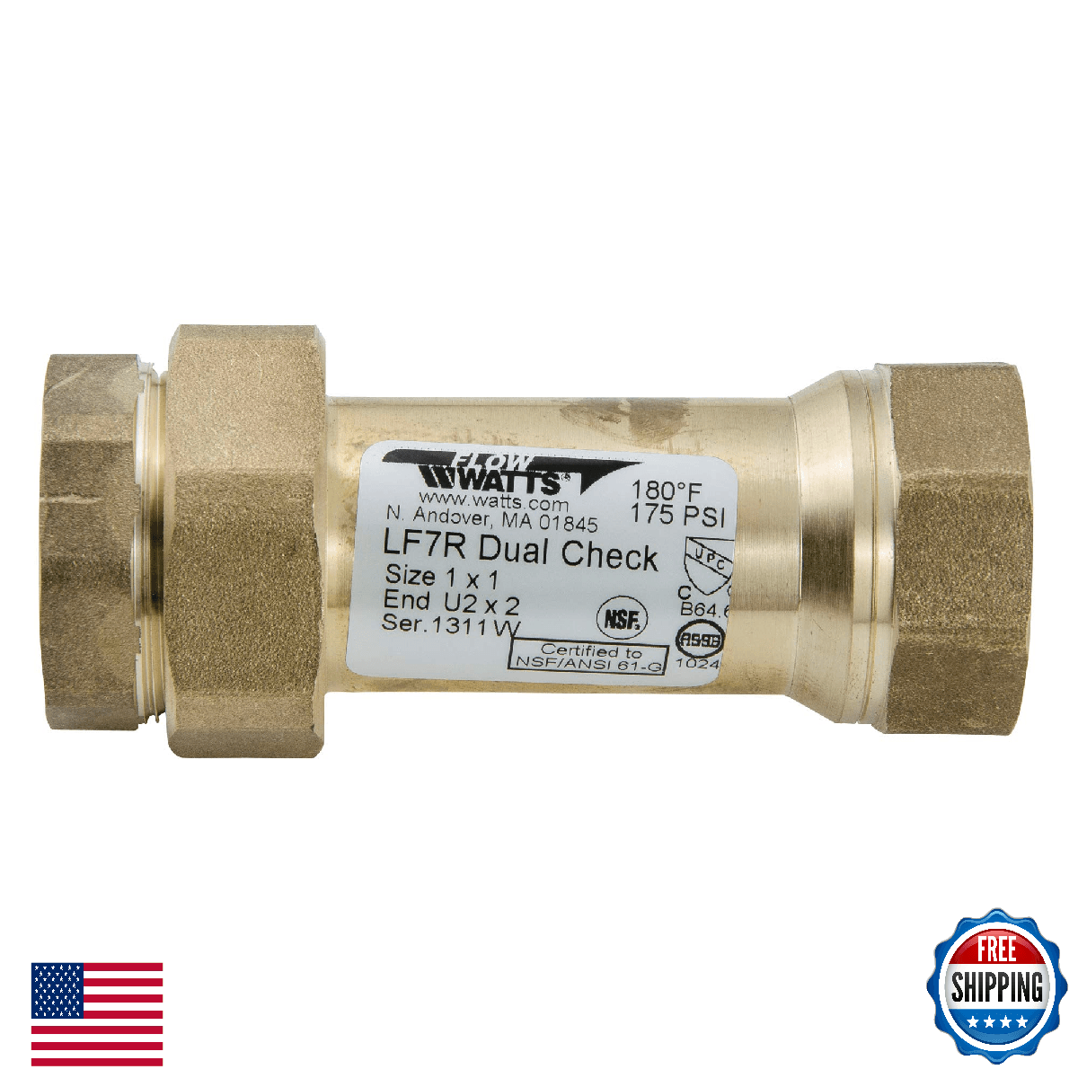 Watts Water Technologies 72205 LF7RU22 1 Dual Check Valve Fip LF 1 Inch - Image 1