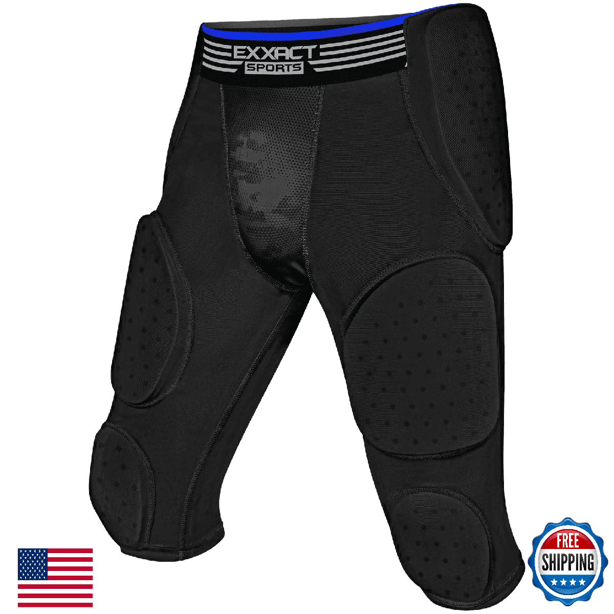 Exxact Sports Battle 7-Pad Youth Football Girdle w/ Cup Pocket, Lightweight - Image 1