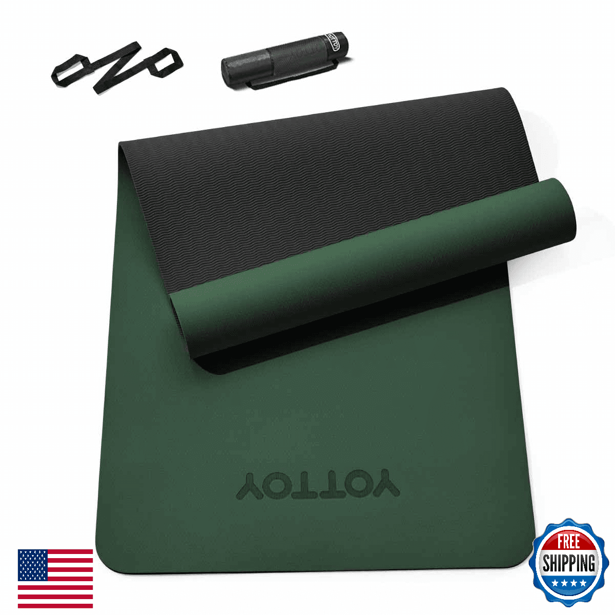 YOTTOY Yoga Mat Non-Slip TPE Exercise Mat Pilates Fitness Barefoot Workouts Home - Image 1